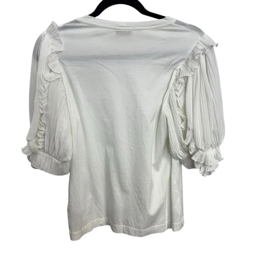 Sandro Women’s White Ruffled‎ Blouse Size S *2232